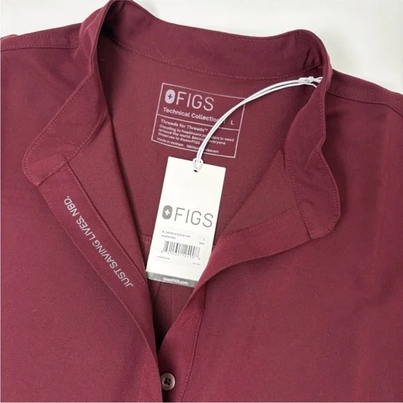 Figs Rafaela Technical Collections Oversized Scrub Top Maroon Large NWT - Picture 7 of 10